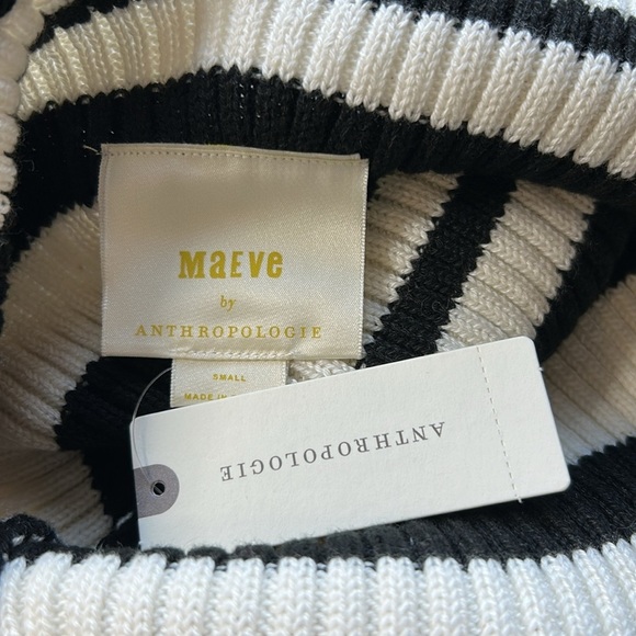 Anthropologie Maeve Striped Sweater Shrug SET Black White Tank Long Sleeve S NEW - Picture 10 of 12